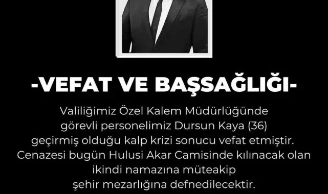 Kayseri Valiliği'nin acı günü