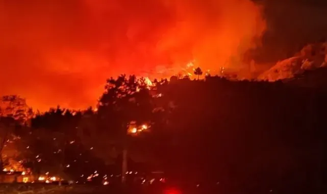 Dalaman orman yangını rüzgarla birlikte büyüdü