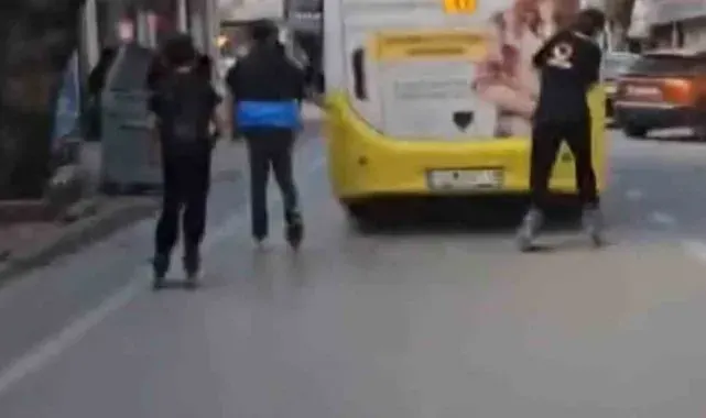Bursa'da tehlikeli yolculuk kamerada