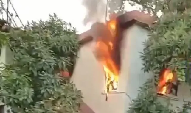 Mersin'de ev alev alev yandı