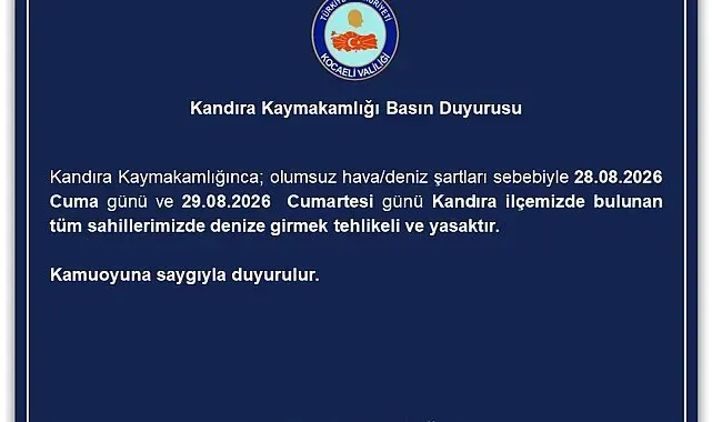 Kandıra'da denize girişler iki gün süreyle yasaklandı