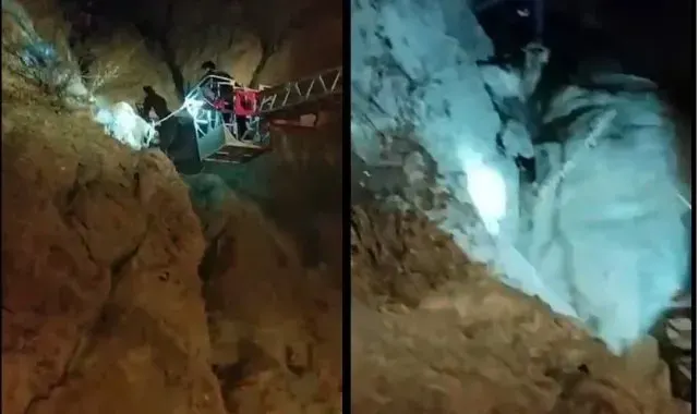 Kalede mahsur kalan keçiyi itfaiye ekibi kurtardı