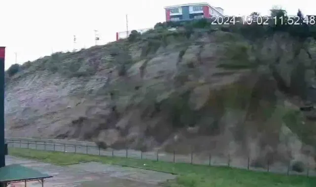 Organize Sanayi Bölgesi'ndeki heyelan anı güvenlik kamerasında