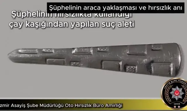 'Çay kaşığı' ile otomobil çaldı
