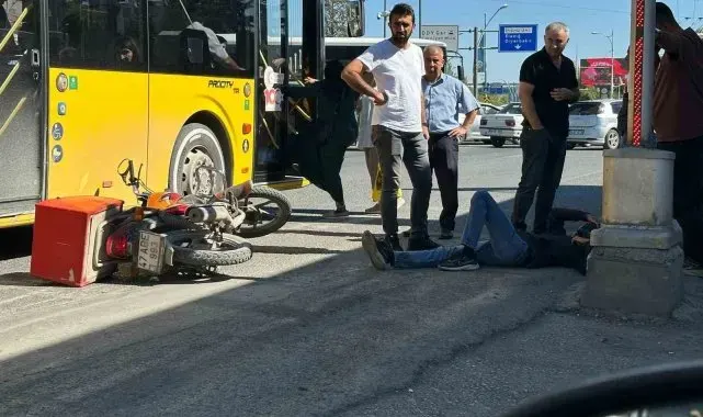 Otobüs ile çarpışan motosikletin sürücüsü yaralandı