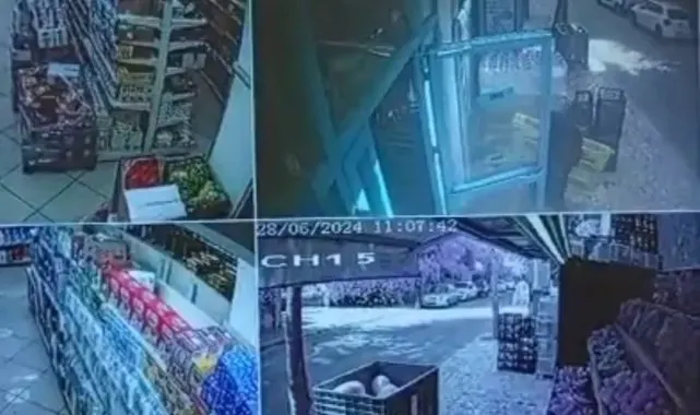 Kartal'da bir markette palet hırsızlığı kamerada