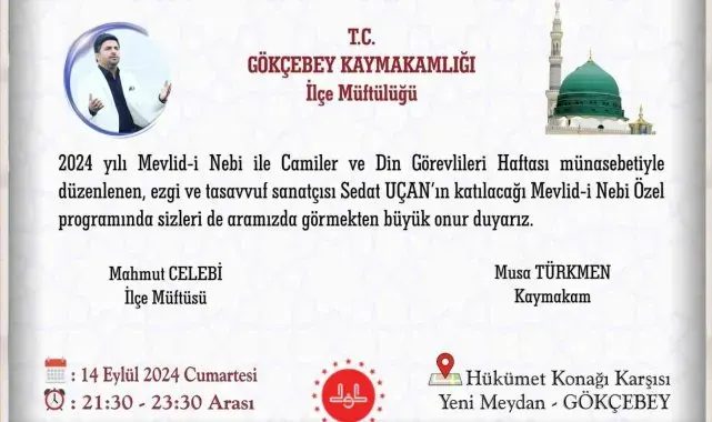 Gökçebey'de Mevlid-i Nebi programı düzenlenecek