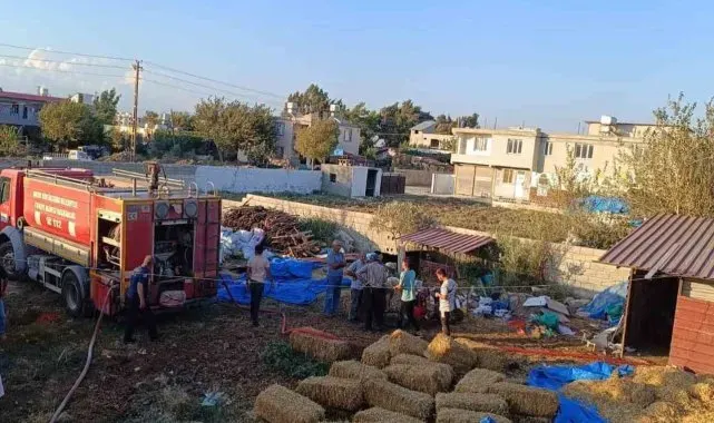 Kumlu'da samanlık yangını