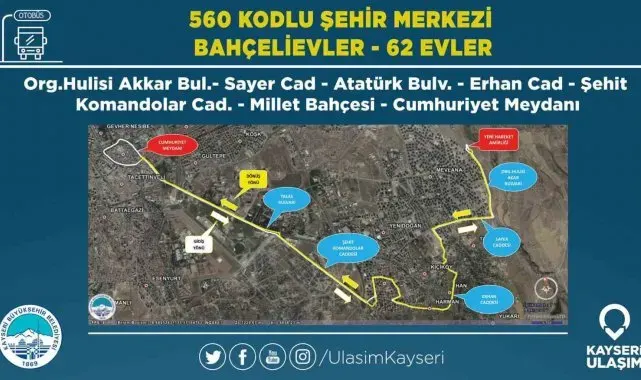 Büyükşehir Belediyesi Ulaşım AŞ'den Talas'a 6 yeni hat