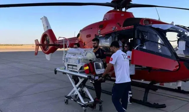 Mardin'de 1 günlük bebek ambulans helikopterle Diyarbakır'a sevk edildi