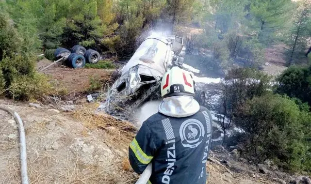 LPG yüklü tanker şarampole devrildi