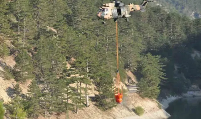 Bolu'daki yangına havadan 775 ton su atıldı