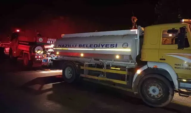 Nazilli Belediyesi'nden Bozdoğan'daki yangına destek