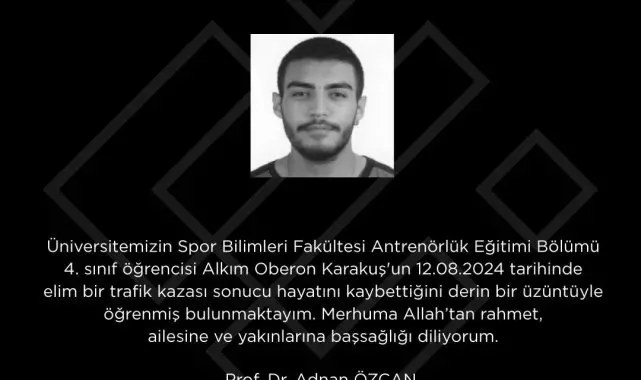 Rektör Özcan'dan ESTÜ öğrencisi için taziye mesajı