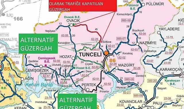 Tunceli-Ovacık yolunda ulaşım 2 gün süreyle durdurulacak