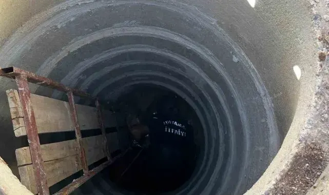 Alt yapı kanalına düşen keçi kurtarıldı