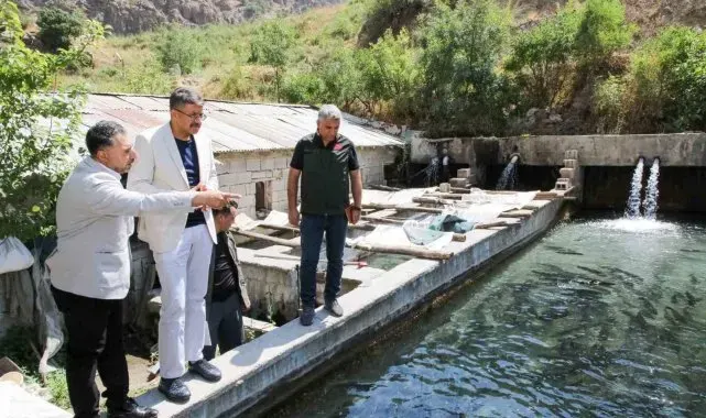 Vali Çelik, alabalık tesislerinde incelemelerde bulundu