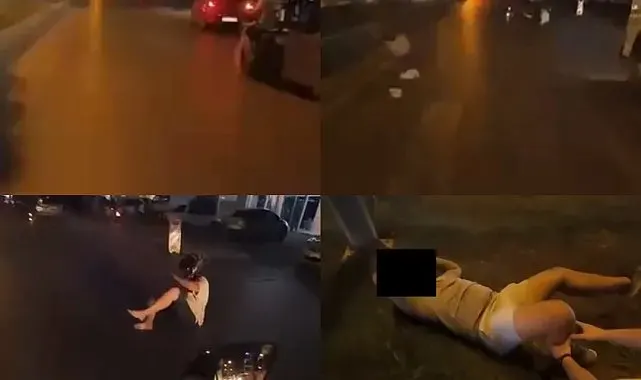 Mersin'de motosikletin yayaya çarptığı kaza kask kamerasında
