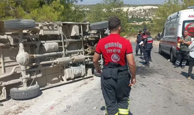 Mersin'de tarım işçilerini taşıyan minibüs devrildi: 7 yaralı