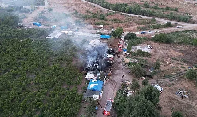 Bursa'da çiftlik alev alev yandı: Olay yeri dron ile görüntülendi