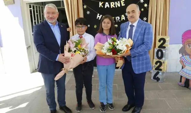 Vali Dağlı ve Başkan Aşgın öğrencilerin karne heyecanına ortak oldu