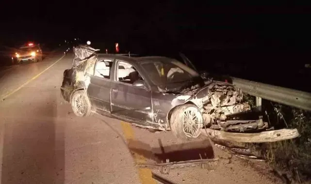 Önce ağaçlara, sonra bariyerlere çarptı: 1 yaralı