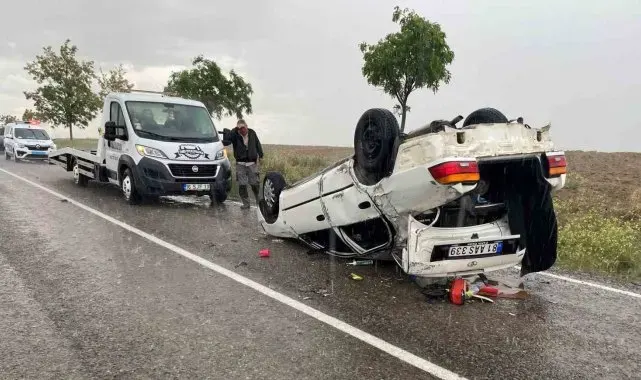 Konya'da otomobil takla attı: 3 yaralı