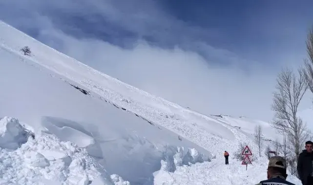 Çığ düşmesi sonucu kapanan köy yolu ulaşıma açıldı