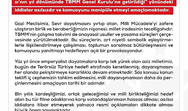 DMM'den TBMM Genel Kurulu'na getirilen Terörsüz Türkiye çerçeve yasasının tarihine yönelik açıklama