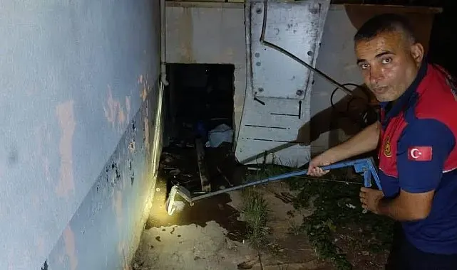 Evin deposuna giren yılan ekipleri harekete geçirdi