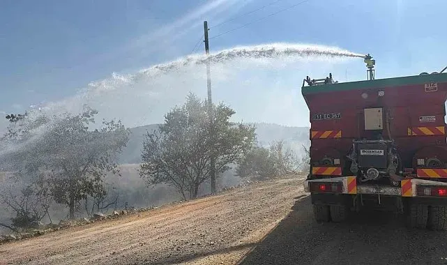 Bilecik'te devrilen elektrik direği yangına neden oldu