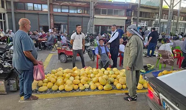 Çermik kavunu pazarda tezgahta yerini aldı