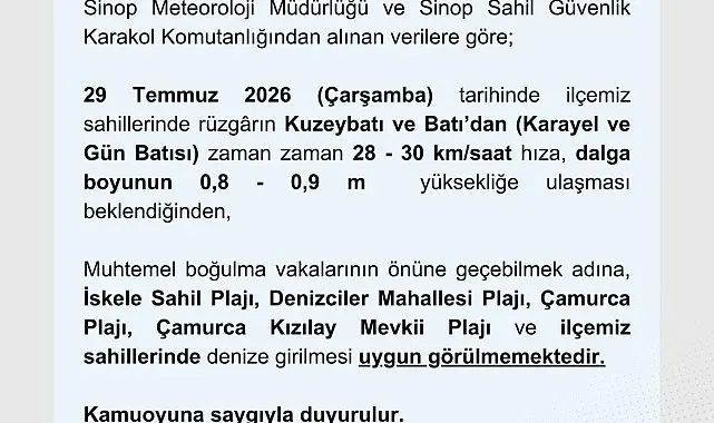 Olumsuz hava şartları nedeniyle denize girmek yasaklandı