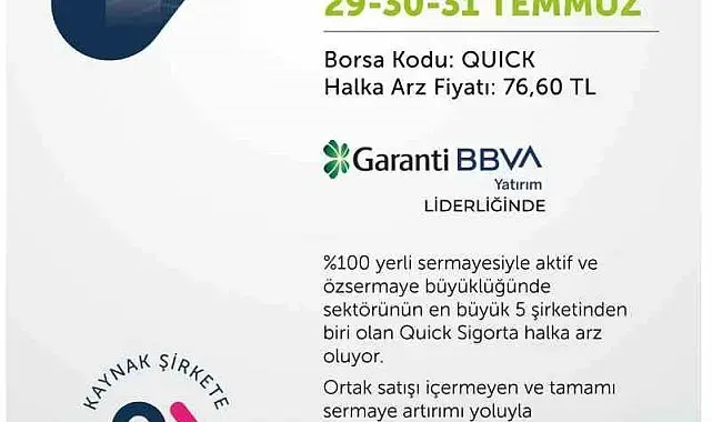 Quick Sigorta'nın halka arzında talep toplama başladı