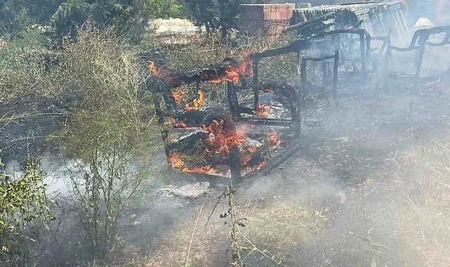 Burdur'da çıkan ot yangınında 2 dönümlük alan zarar gördü