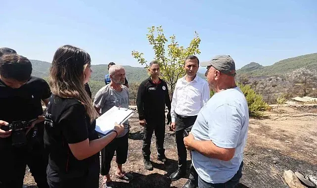 Muğla Büyükşehir Belediyesi'nden yangın bölgesinde hasar tespiti çalışması