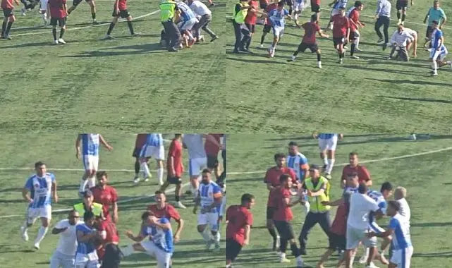 Futbol maçındaki kavga kameraya yansıdı