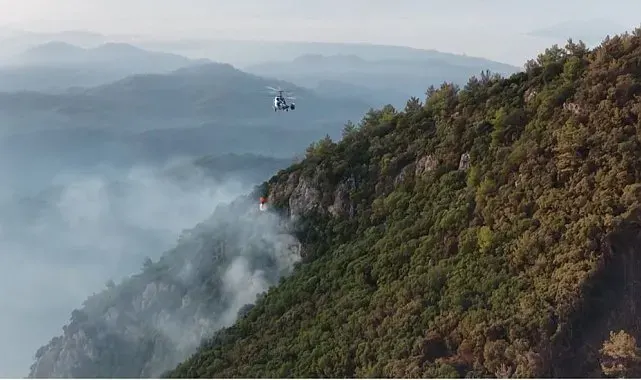 Fethiye'de ekiplerin orman yangını ile ilgili mücadelesi sürüyor