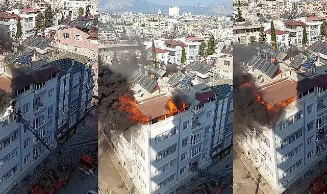 Antalya'da 5 katlı binanın terasındaki yangında can pazarı