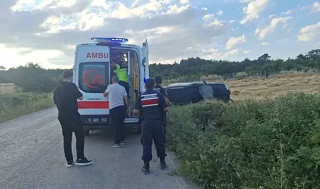 Kamyonet tarlaya devrildi: 1 yaralı