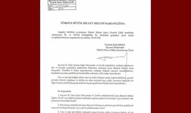 MHP'li Ersoy, 2 mahalledeki kaya düşmesi riskini meclise taşıdı
