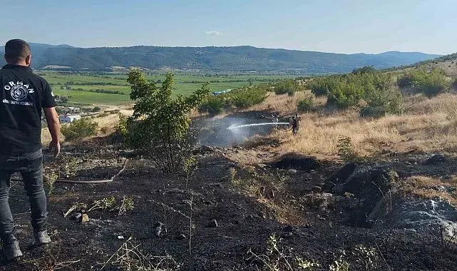 Gönen'de iki farklı bölgedeki arazi yangınları söndürüldü