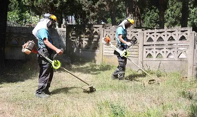 Gebze'de mezarlık ve şehitliklerde periyodik bakım çalışmaları sürüyor
