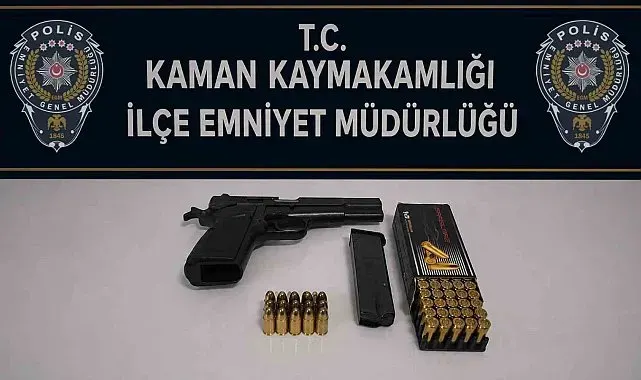 Kaman'da ruhsatsız tabanca ve 52 fişek ele geçirildi
