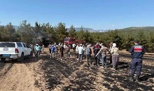 Samsun'da biçerdöverden çıkan yangın 150 dönüm ekili alanı küle çevirdi