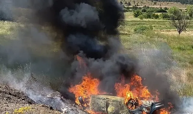 Kütahya'da takla atan otomobil alev aldı: 5 yaralı