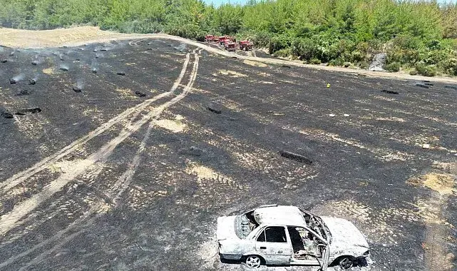Otomobilde çıkan yangın ormana sıçradı
