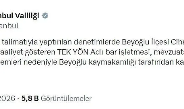 Beyoğlu'nda bir bar işletmesi mühürlendi