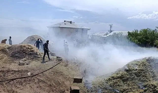 Erciş'te 20 ton saman yandı
