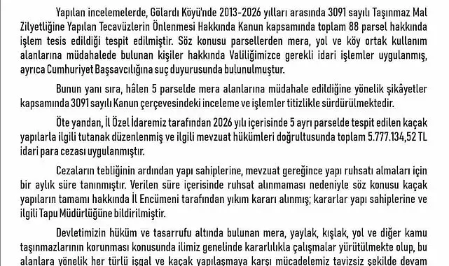 Elazığ'da kaçak yapılara 5 milyon 777 bin lira ceza ve yıkım kararı